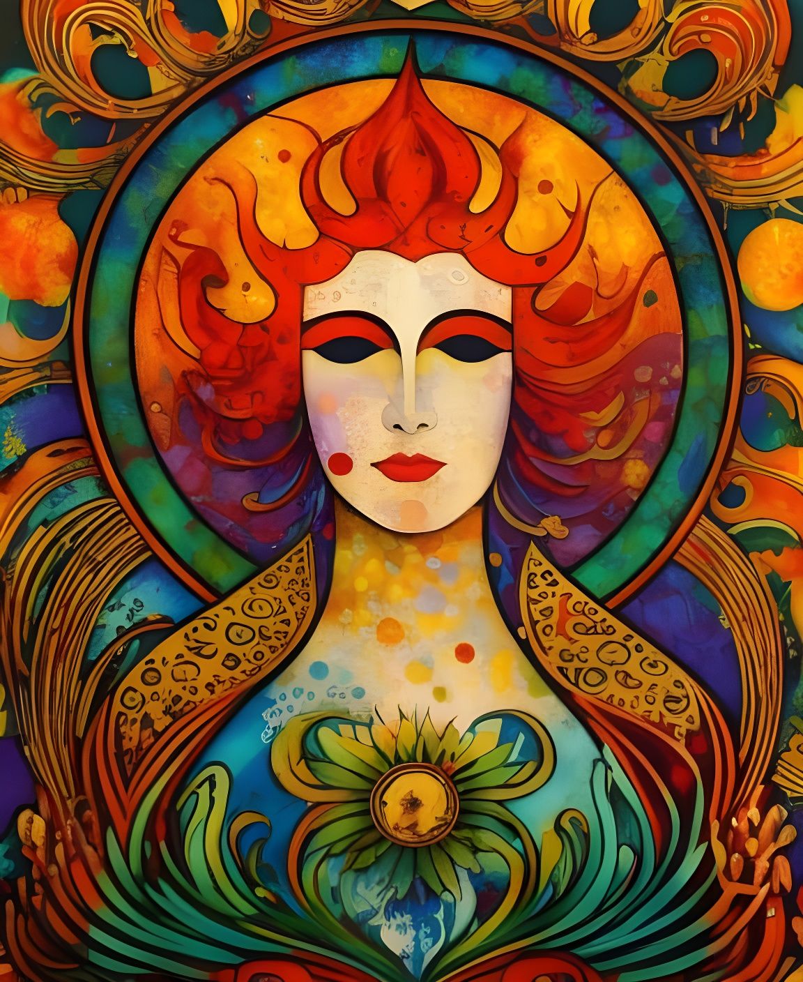 Art Nouveau Book Cover with Sun Motif