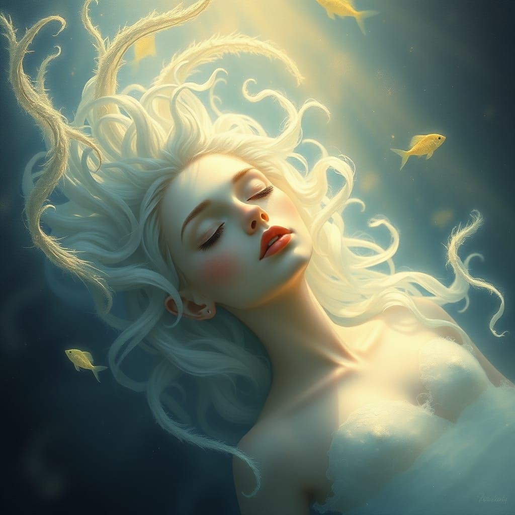 Gothic Anime Water Elemental in Serene Underwater Realm