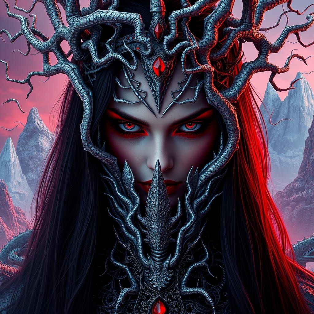 Gothic Vampire Goddess Transforms into Skeletal Trees and Mo...