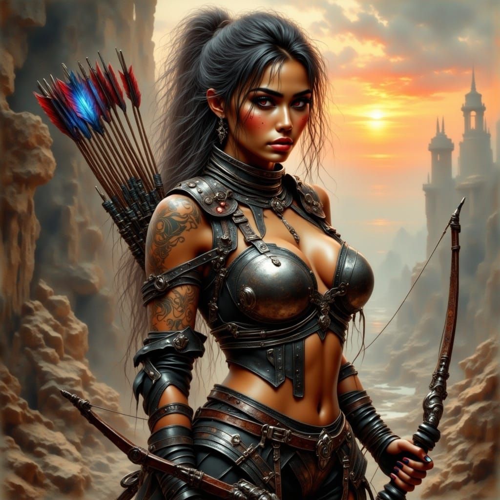 Cyberpunk Warrior Maiden in Tactical Suit