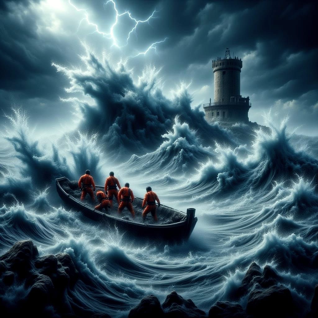 Epic Seascape: Fishing Boat Versus the Storm