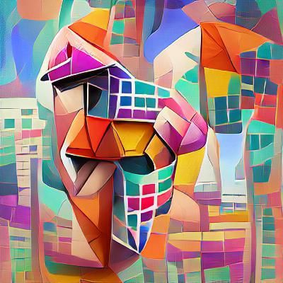 Colorful Geometric Cubist Forms in Abstract Style