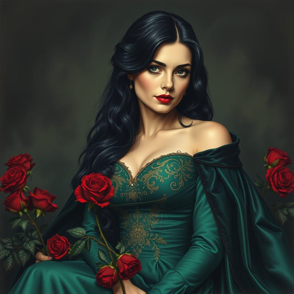 Regal Woman in 19th-Century Inspired Setting