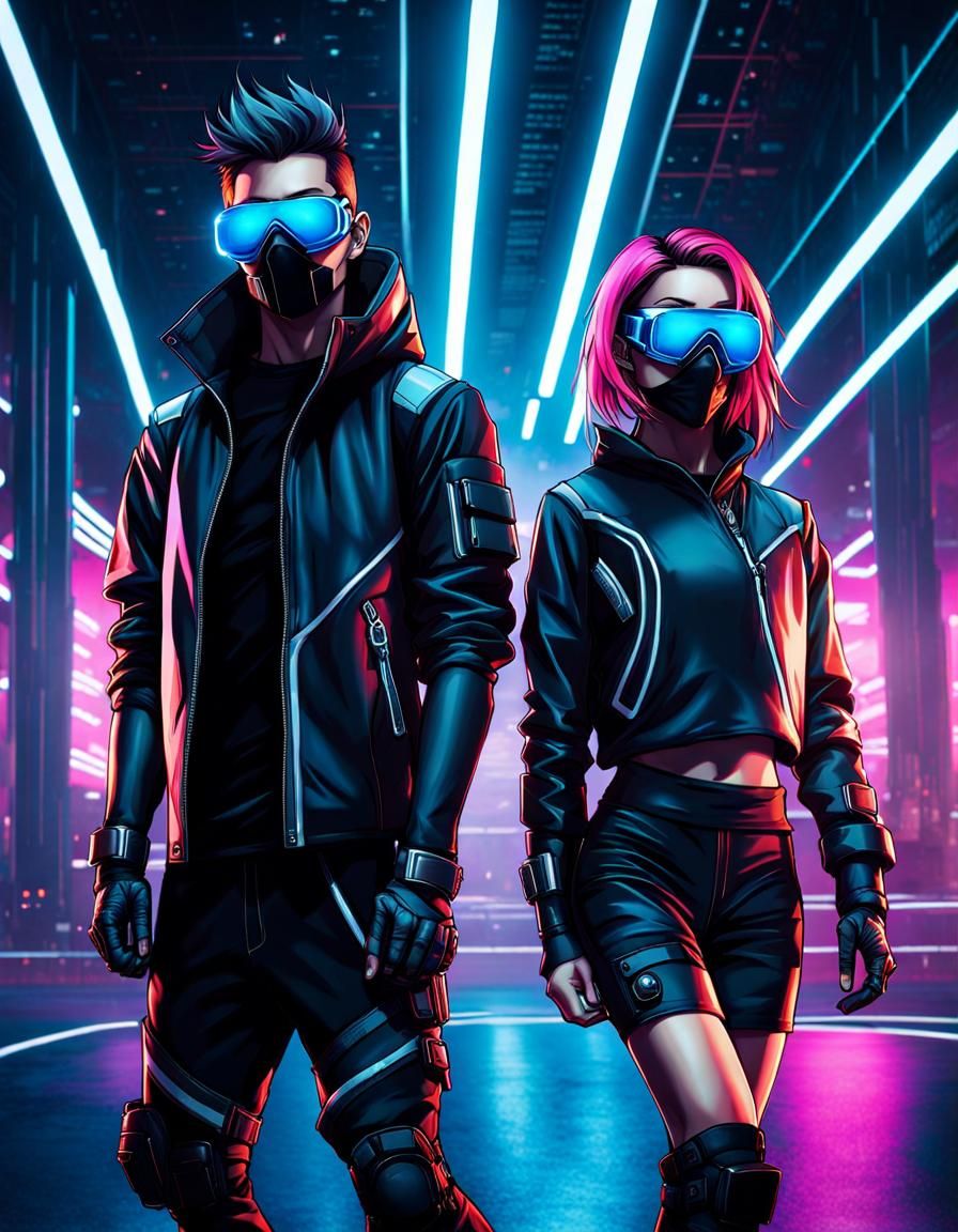 Futuristic Parkour Anarchists in Cyberpunk Style