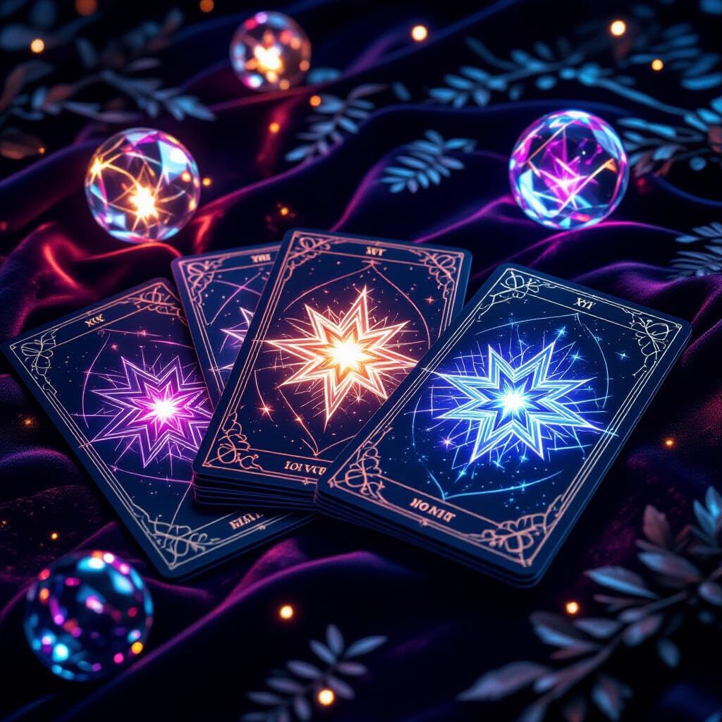 Mystical Star Guardian Tarot Cards in Hyperrealistic Style