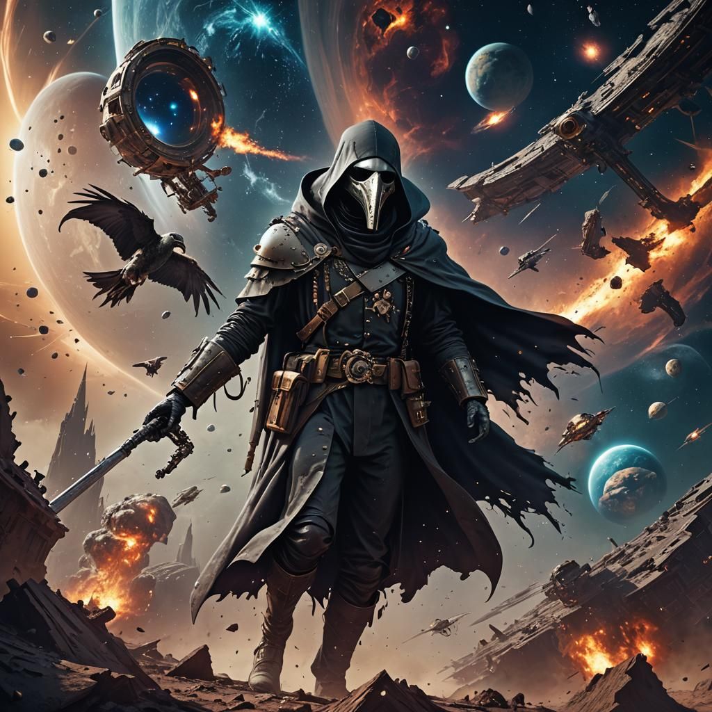 Plague Doctor in Space: Detailed Concept Art