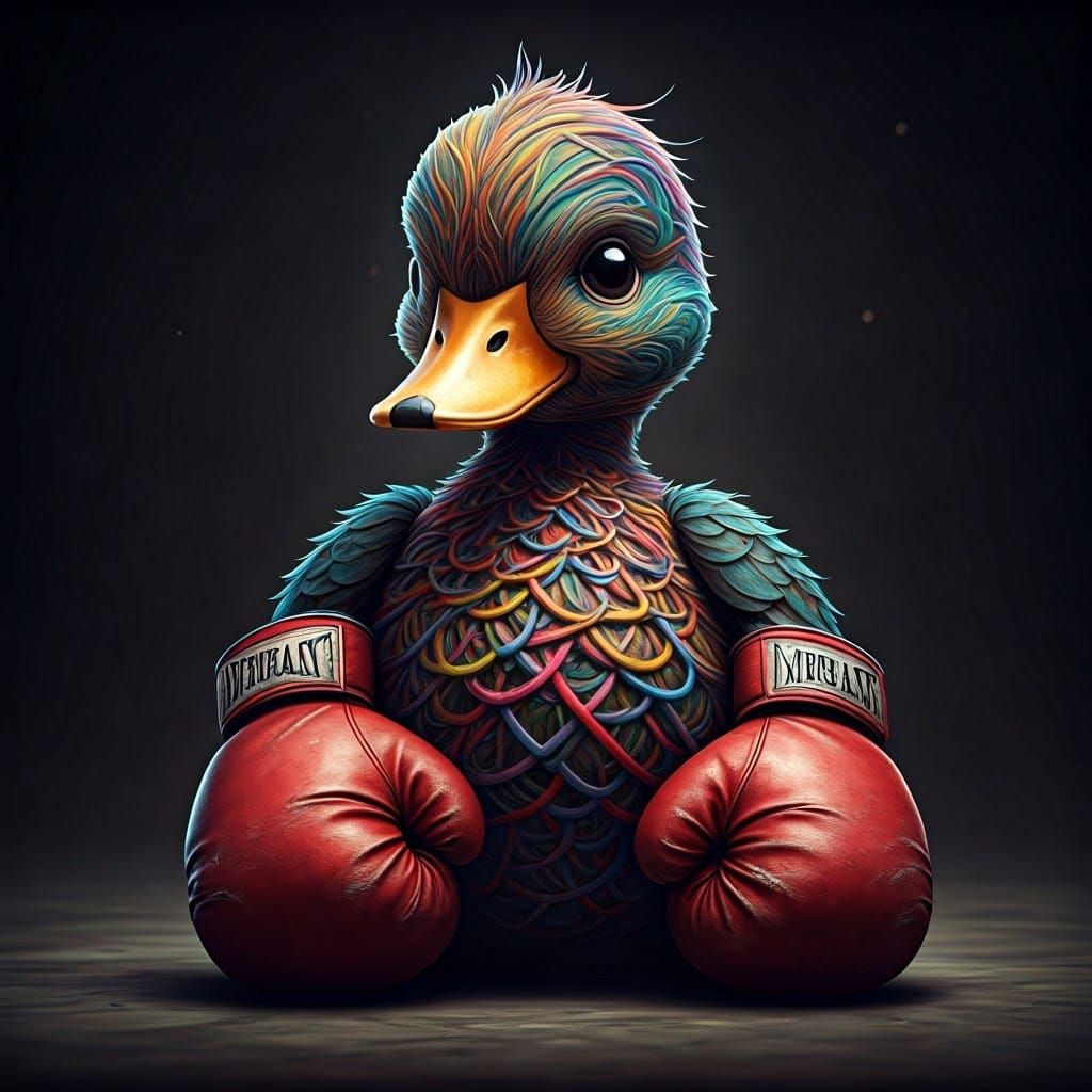 stunning image of a cute adorable wacky duck made of strings...