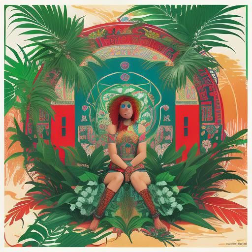 Art Deco Mayan Jungle Collage in Pop Art Style