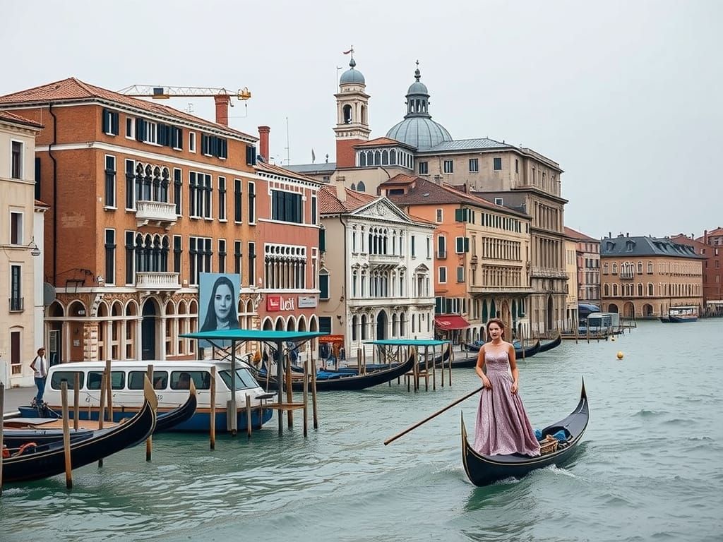 Venetian Elegance: Woman in Mask with Bokeh Hotel Backdrop