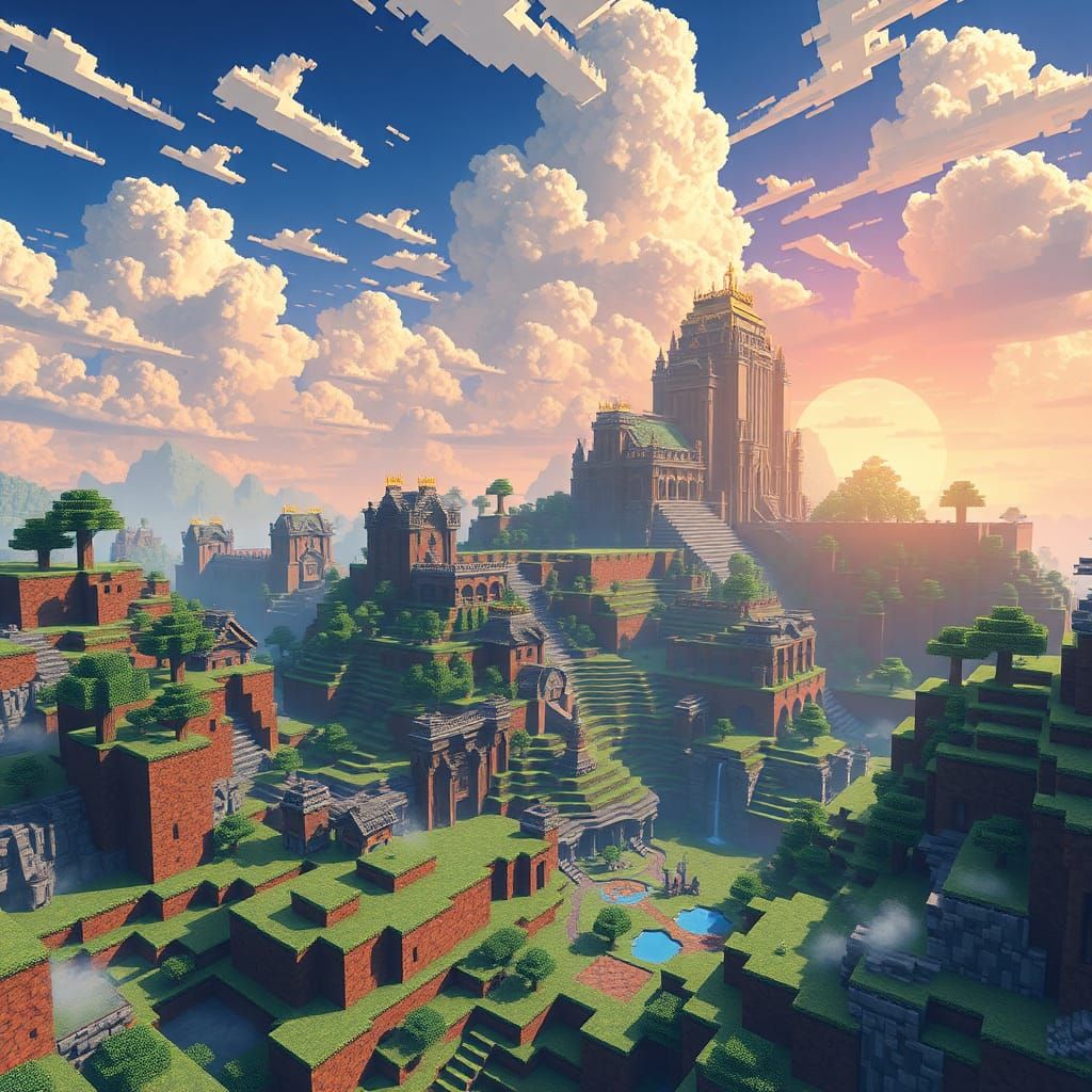 Anime Style Minecraft Landscape in Manga Scan