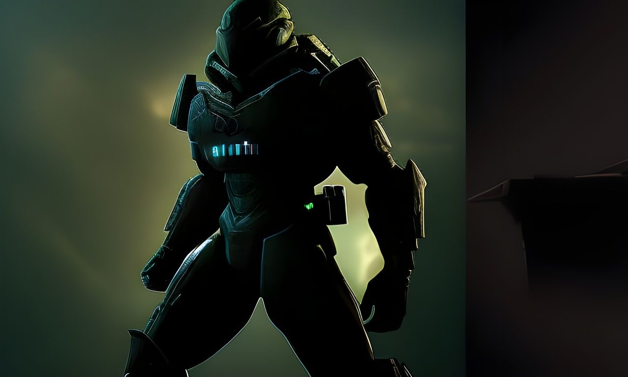 Futuristic Armored Spartan in Exo Suit