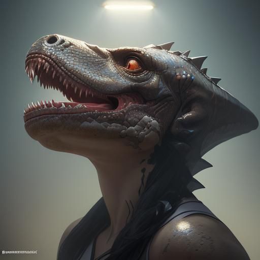 Cute T-Rex Plays Basketball: Detailed Portrait