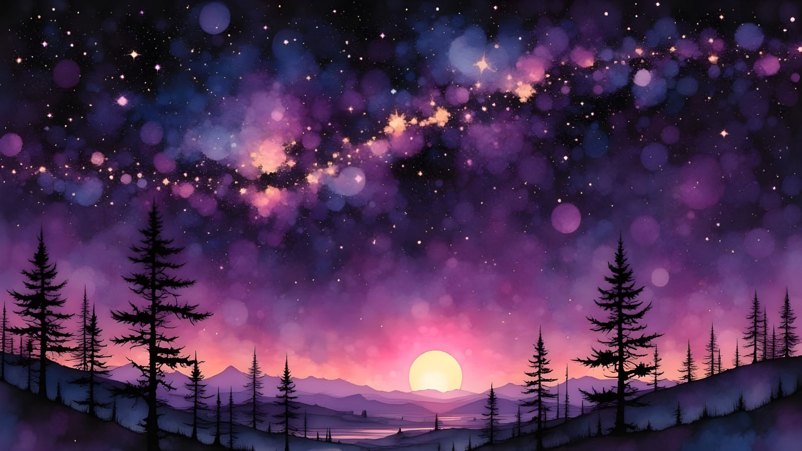 Whimsical Winter Night Sky in Dali-Inspired Painterly Style