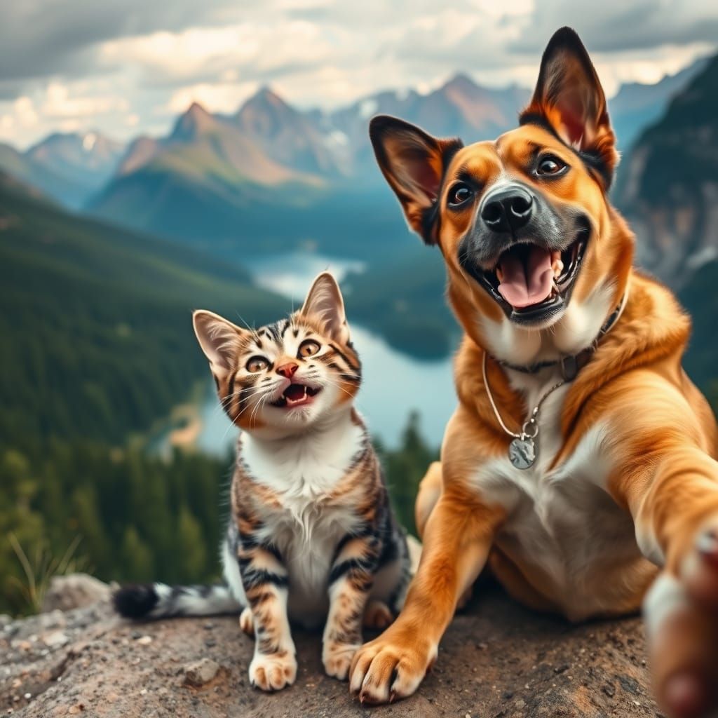 Mountain Friends Snap a Candid Selfie in Harmony