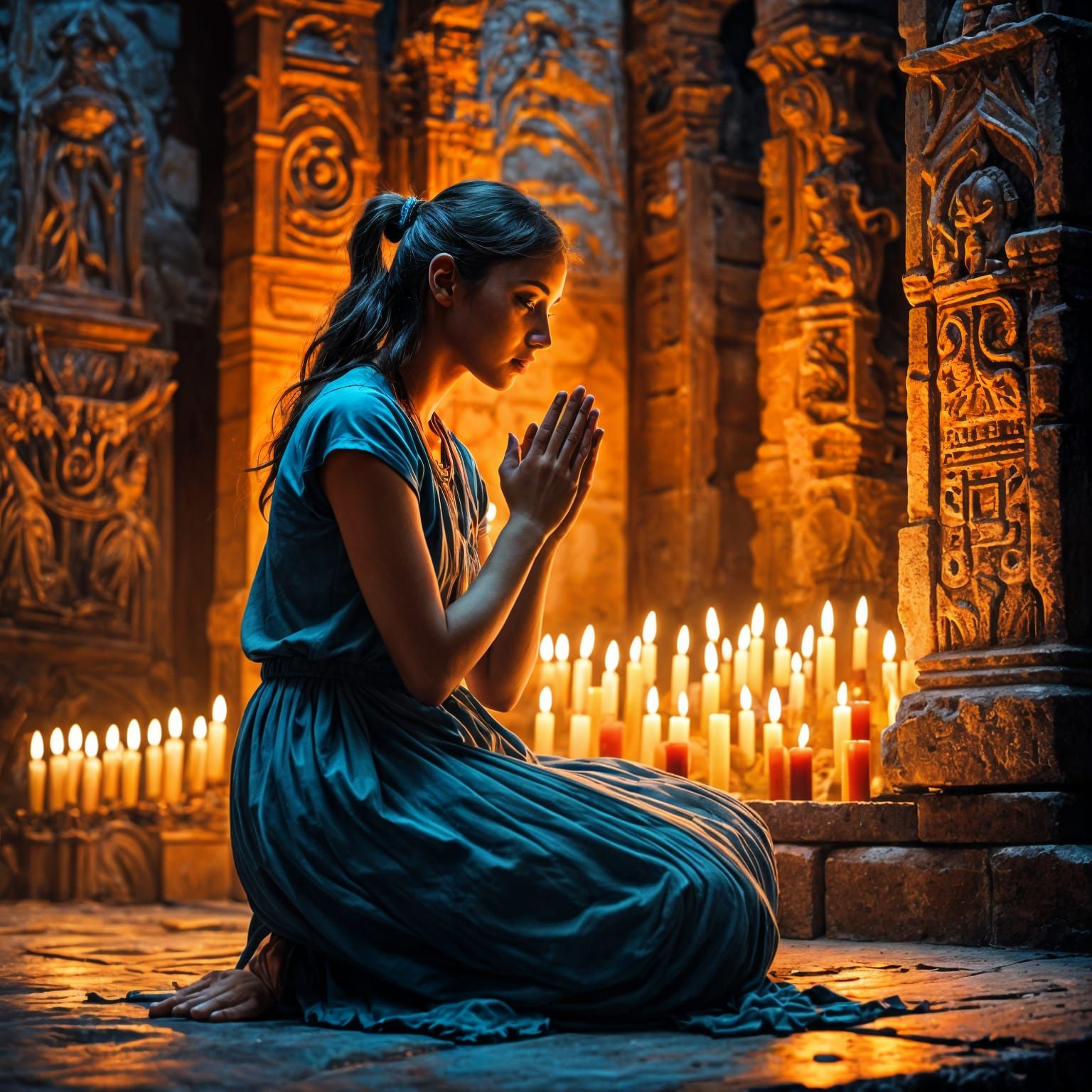 A Portrait of Intense Devotion in Vibrant Colors