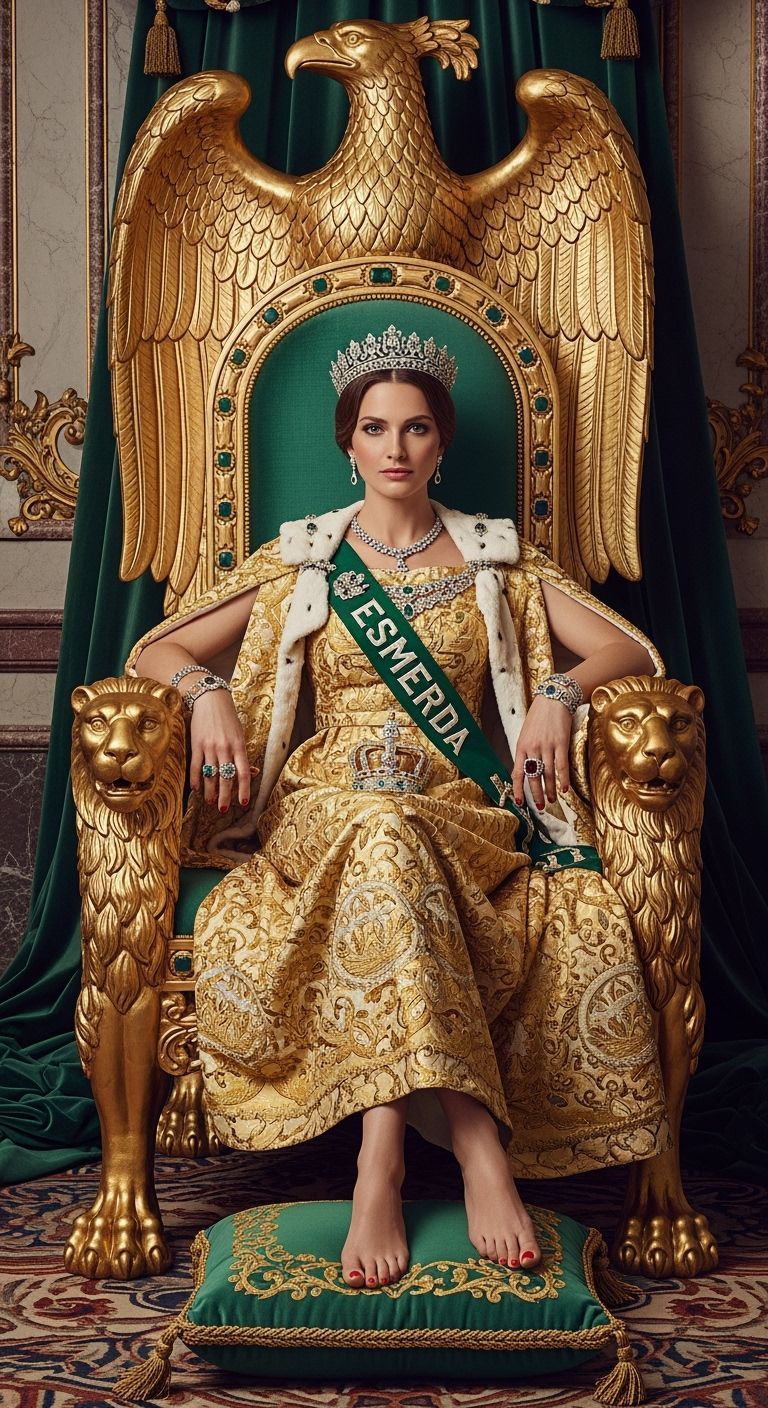 French Empress on Eagle Throne, Opulent Palace Setting