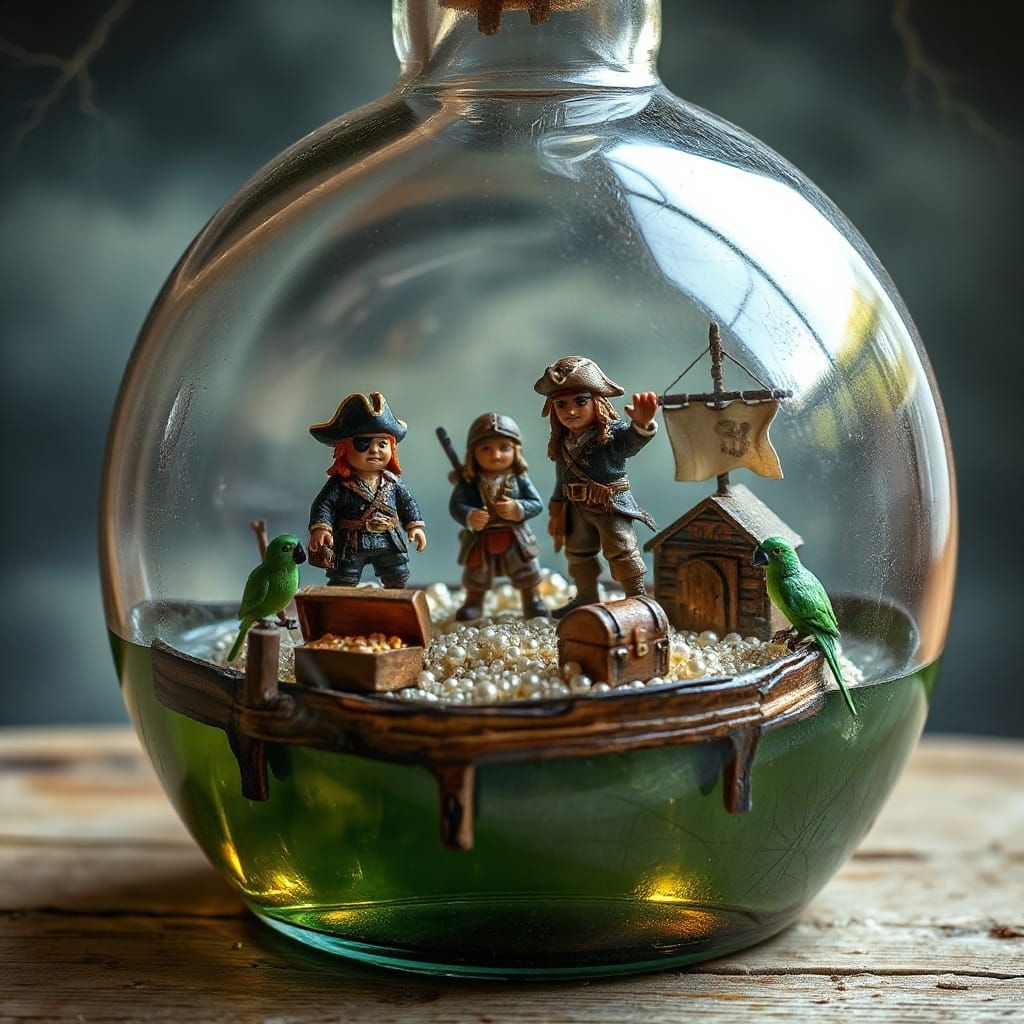 Pirate Cove in a Rum Bottle: Miniature Adventure