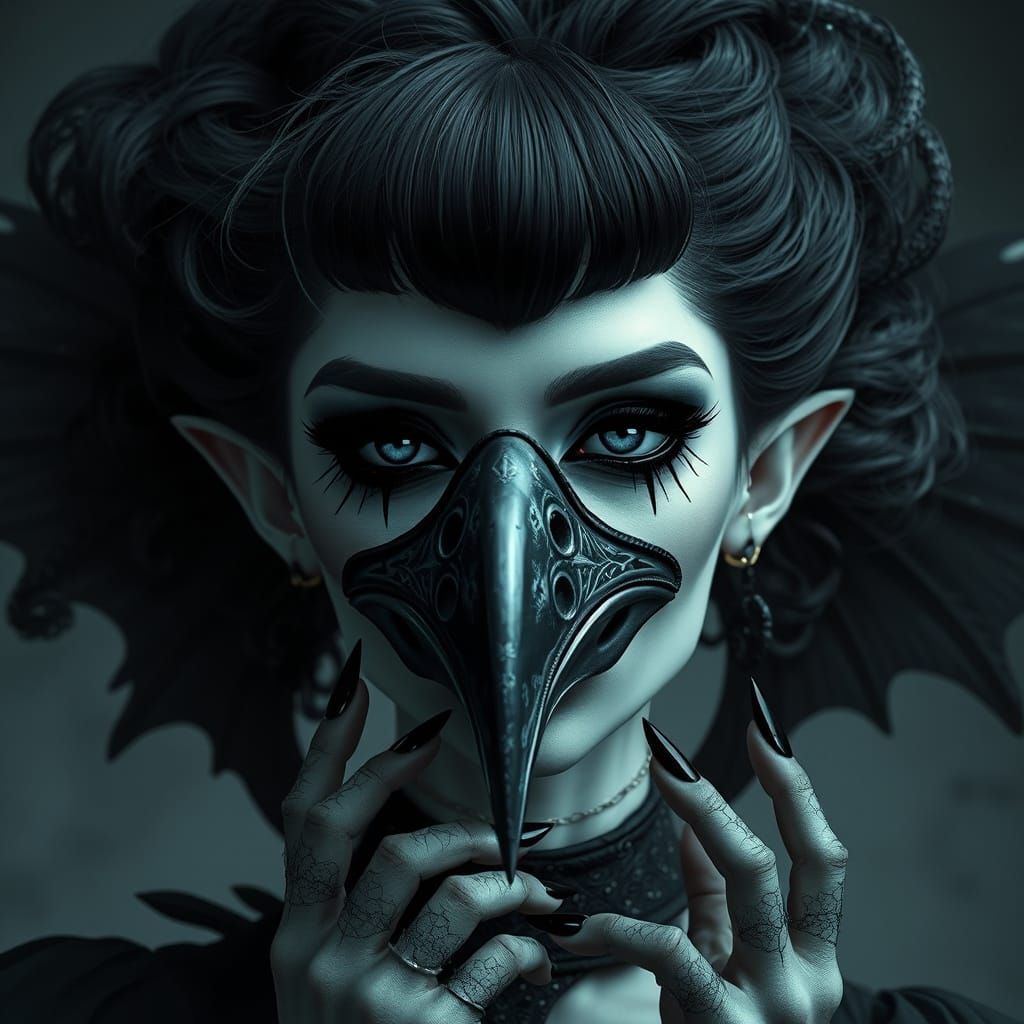 Dark Gothic Harpy with Ethereal Glow