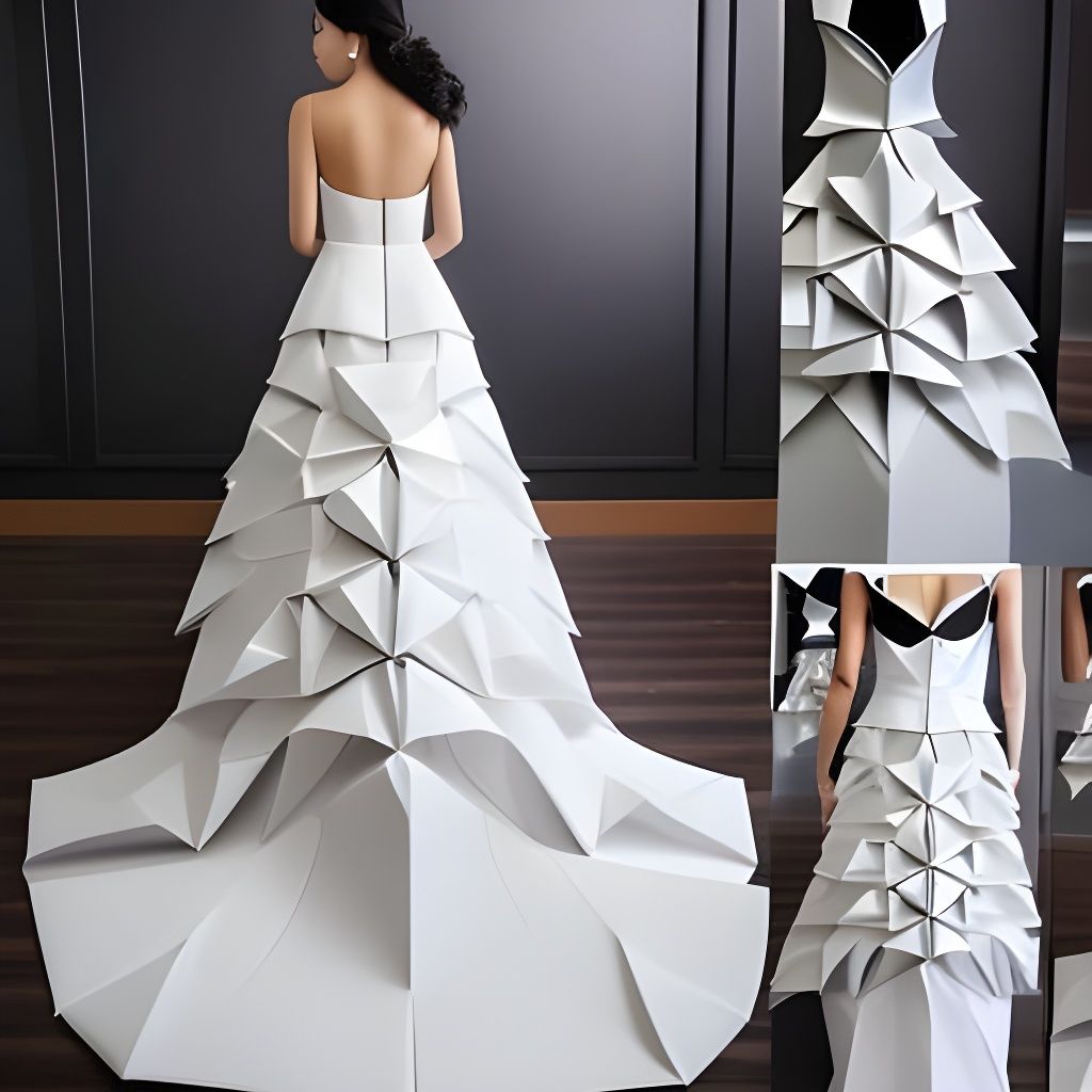Futuristic Paper Origami Gowns in Jewel Patterns