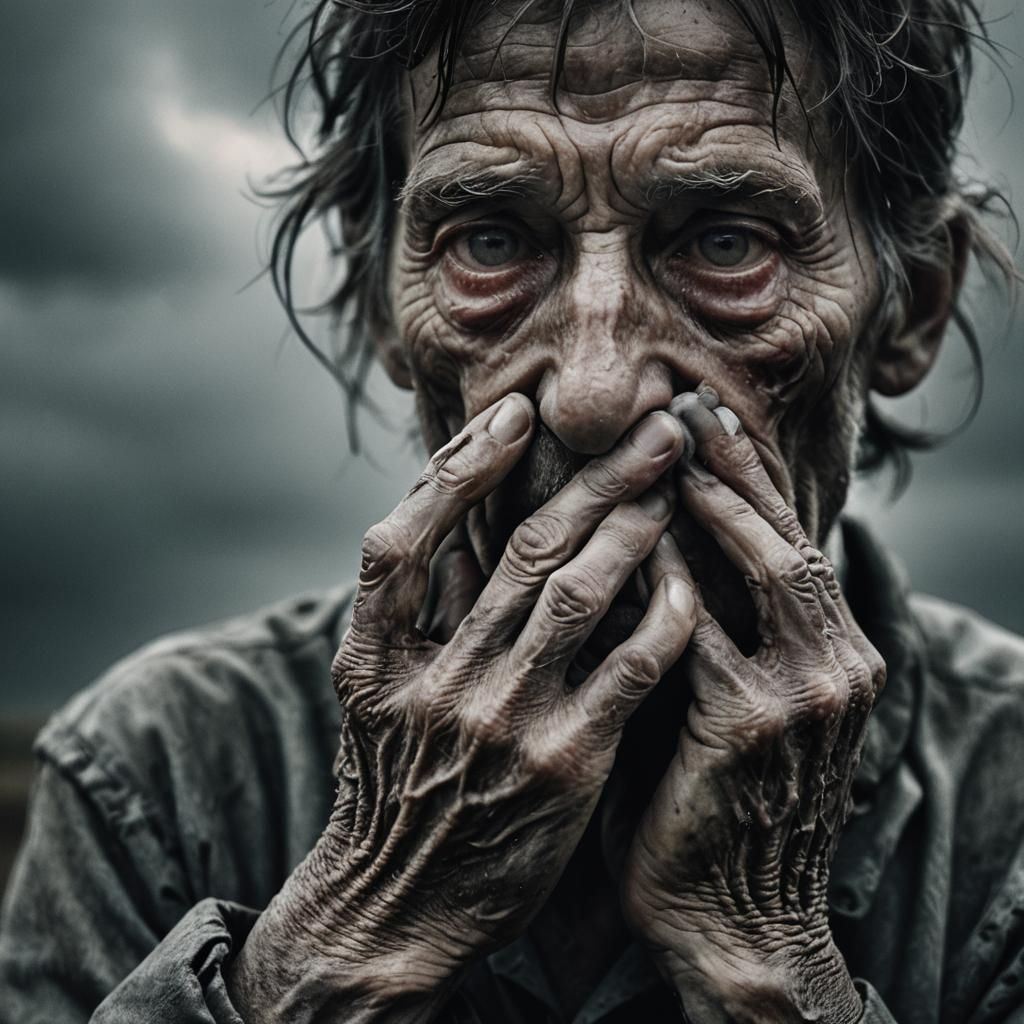 Melancholy Portrait in Moody Monochromatic Tones