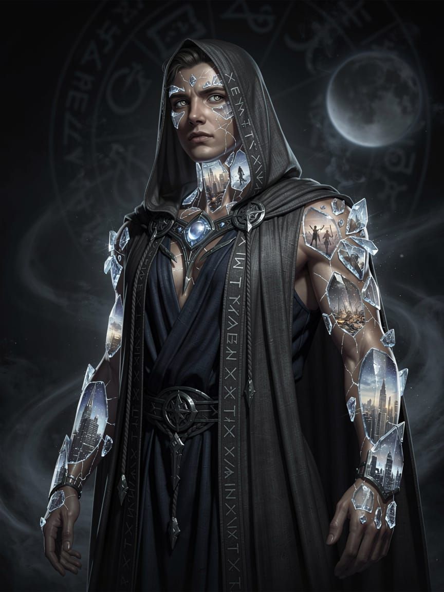 Mystic Prophet with Future Visions in Digital Painting Style