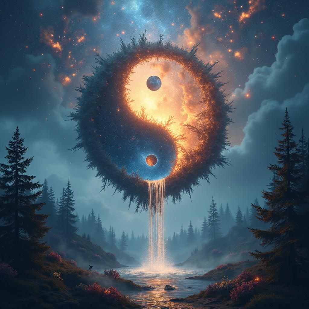 Celestial Yin Yang Kingdom in Surrealist Style