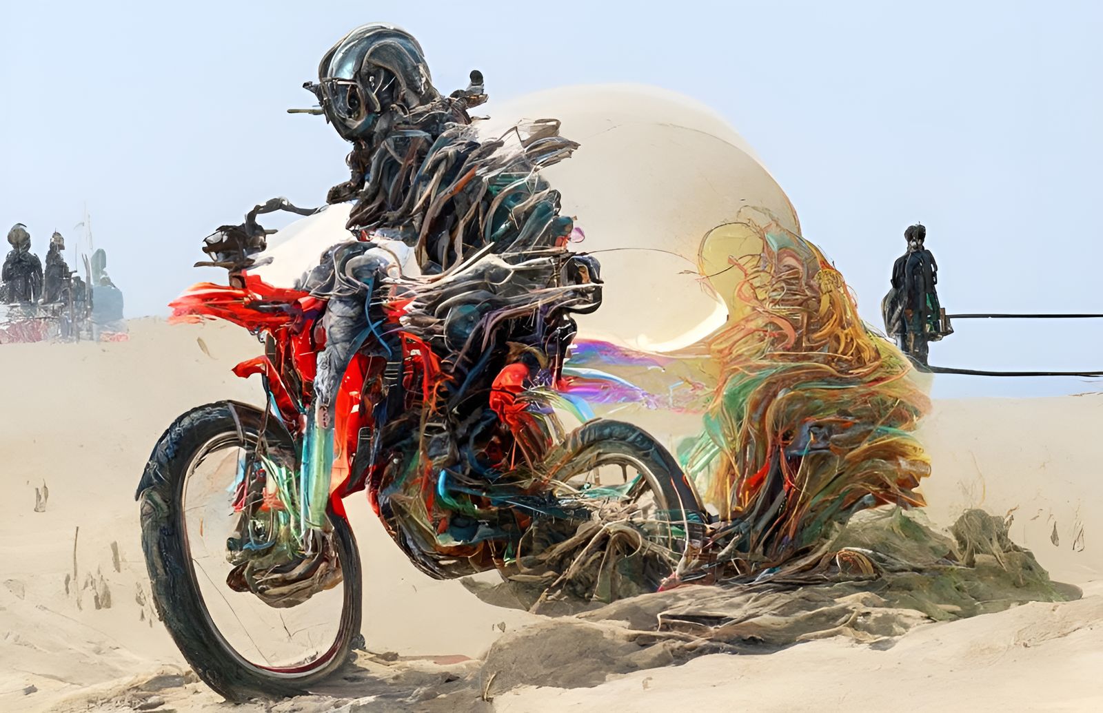 Spectral Rider in Glitchy Storm: Comic Book Art