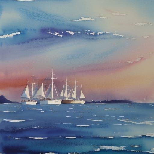 Harbor at Twilight: Wet-on-Wet Watercolor Impression