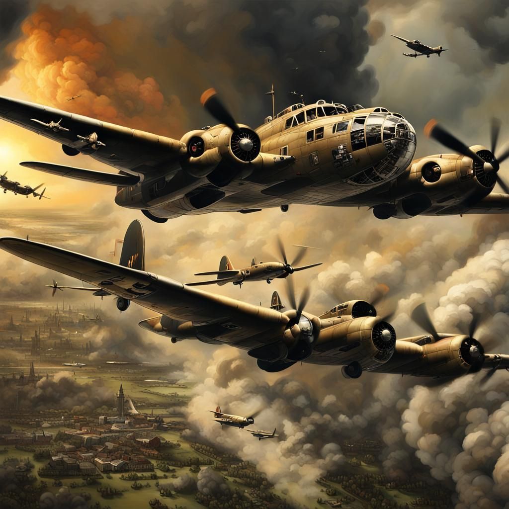 Boeing B-17 Flying Fortress in WWII Air Raid