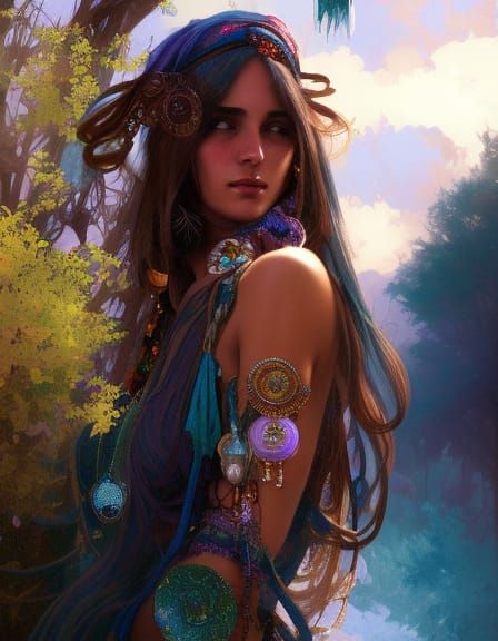 Bohemian Gypsy Portrait in Hyperdetailed Style