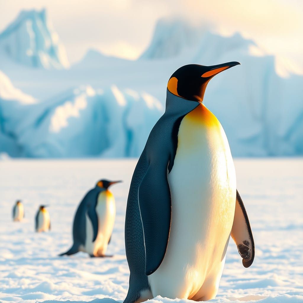 Regal Penguin Amidst Antarctic Splendor