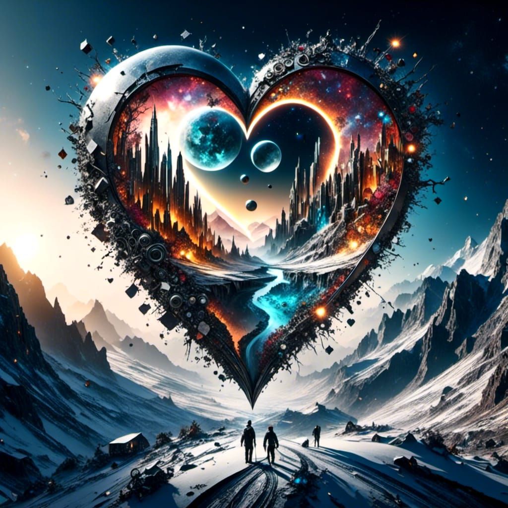 Yin and Yang Landscape with Galaxy Background