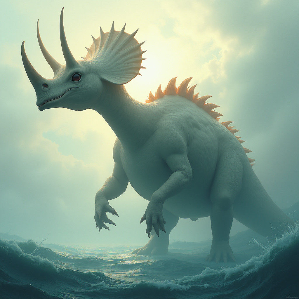 Surreal Hybrid Creature in Dreamlike Ocean Scene