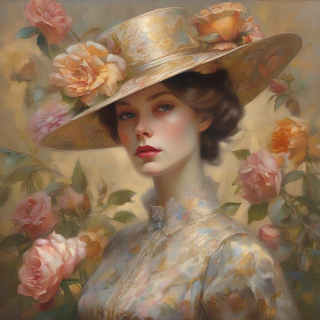 Elegant Victorian Lady in Whimsical Garden