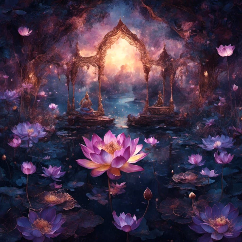 AI Generated Lotus World Digital Art