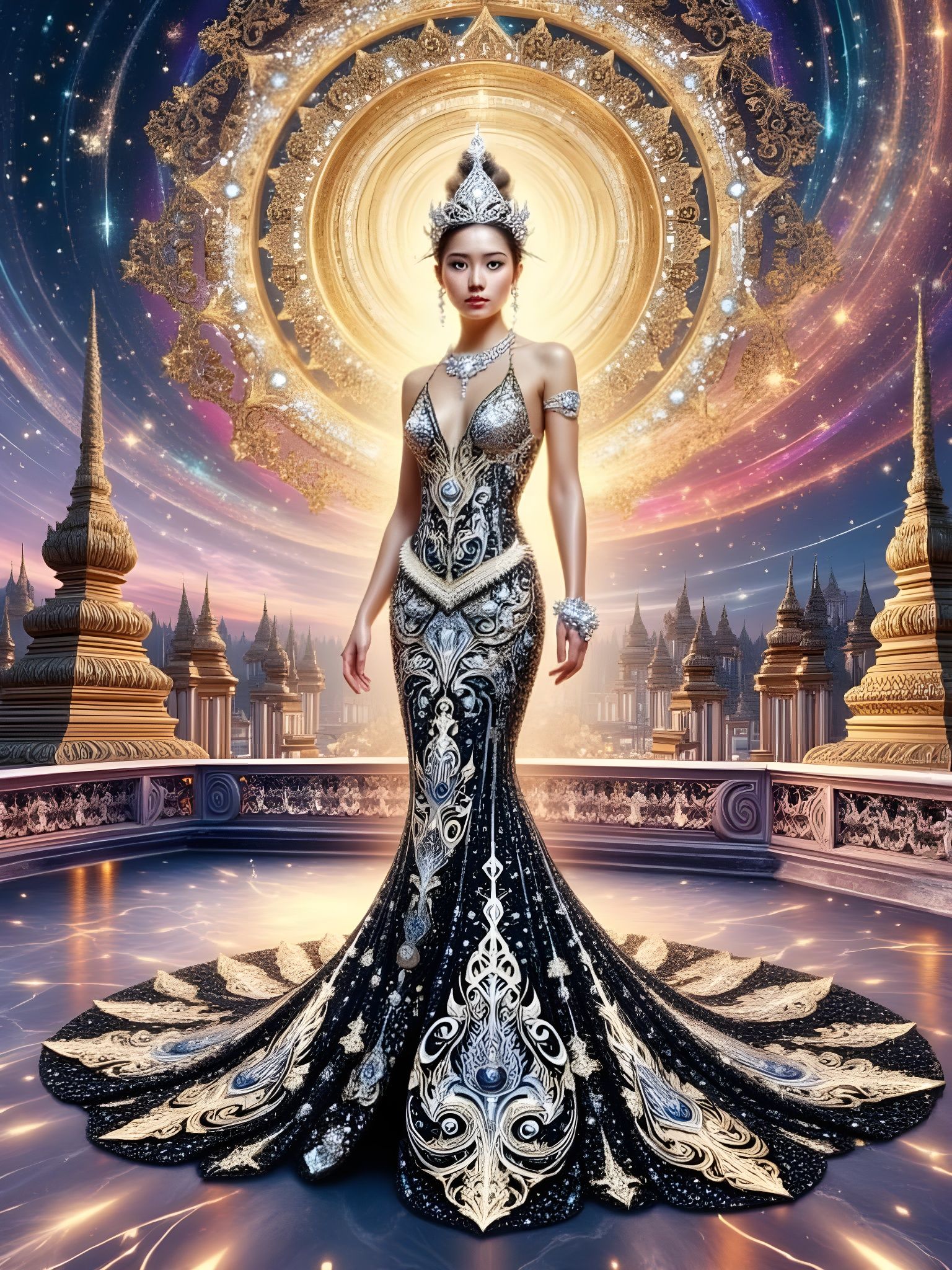 The Intricate Thai Pattern Gown