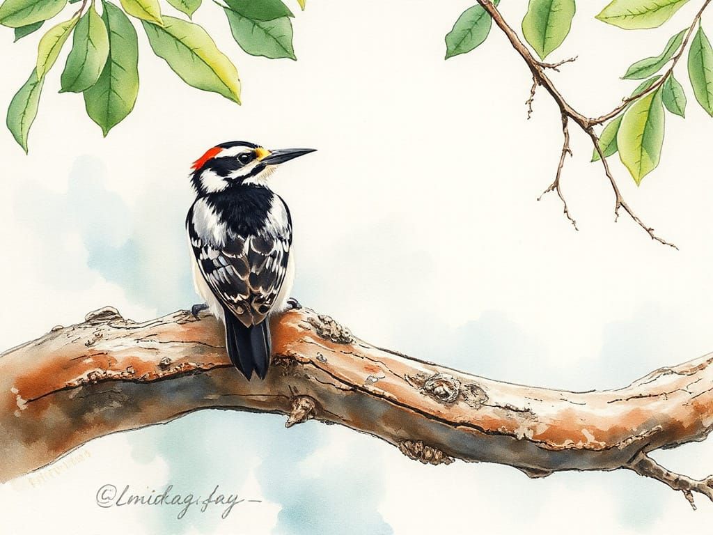 Woodpecker in Serene Watercolor