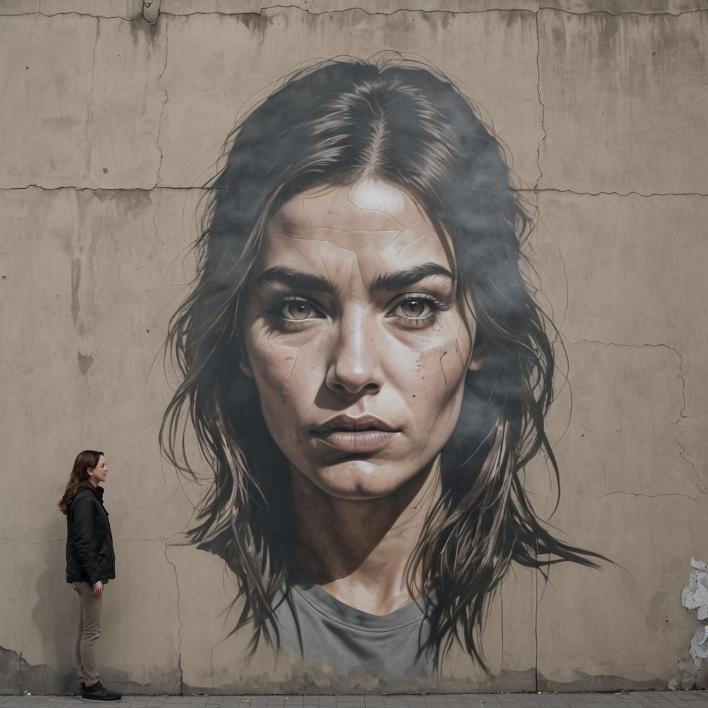 Fierce Woman's Face Projected on Wall