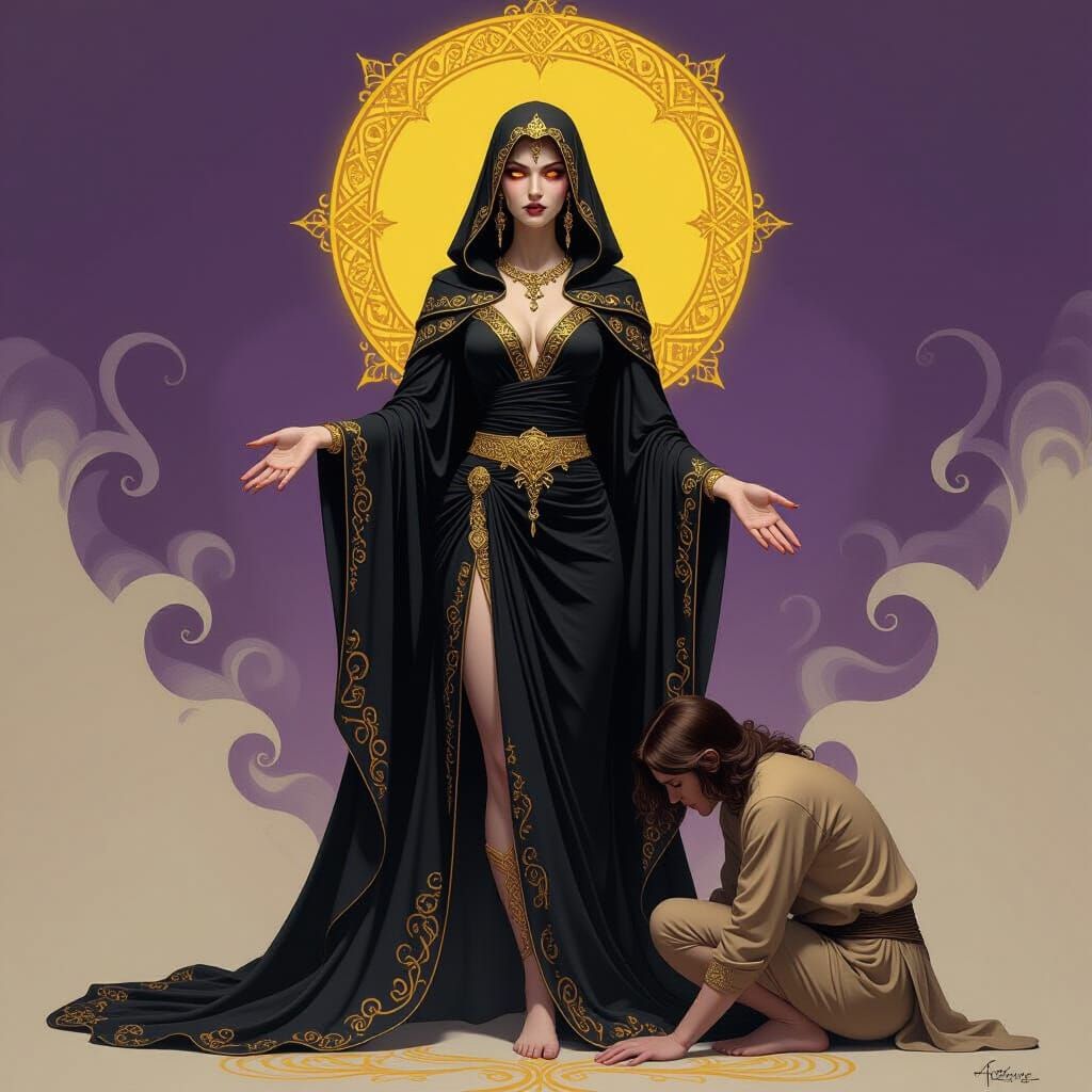Dark Fantasy Goddess in Flowing Robes