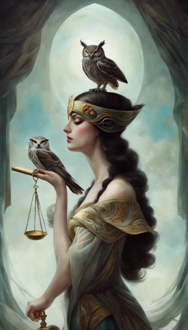 Allegory of Justice with Owl and Sword as Matte Painting