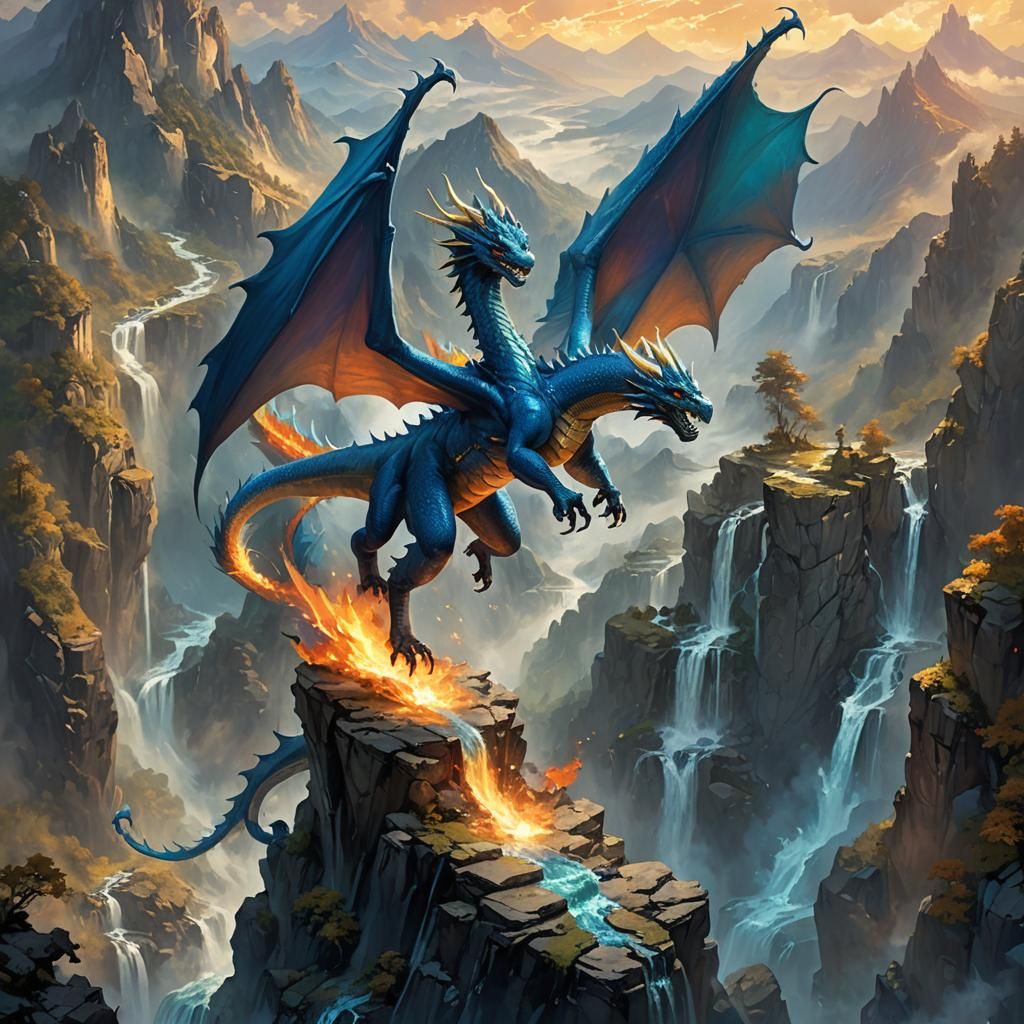 Blue Dragon Soaring: Fantasy Art