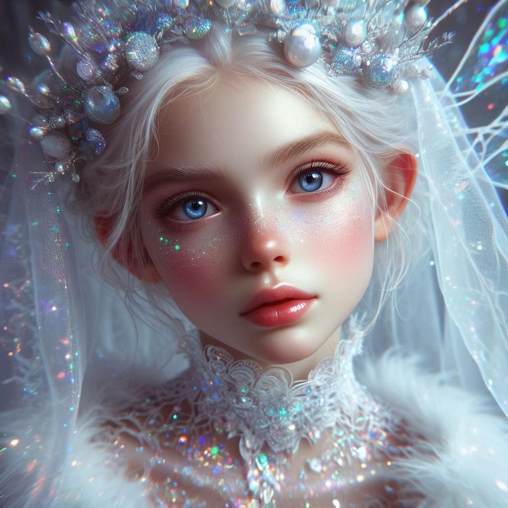 Ethereal Snow Queen in Frozen Landscape