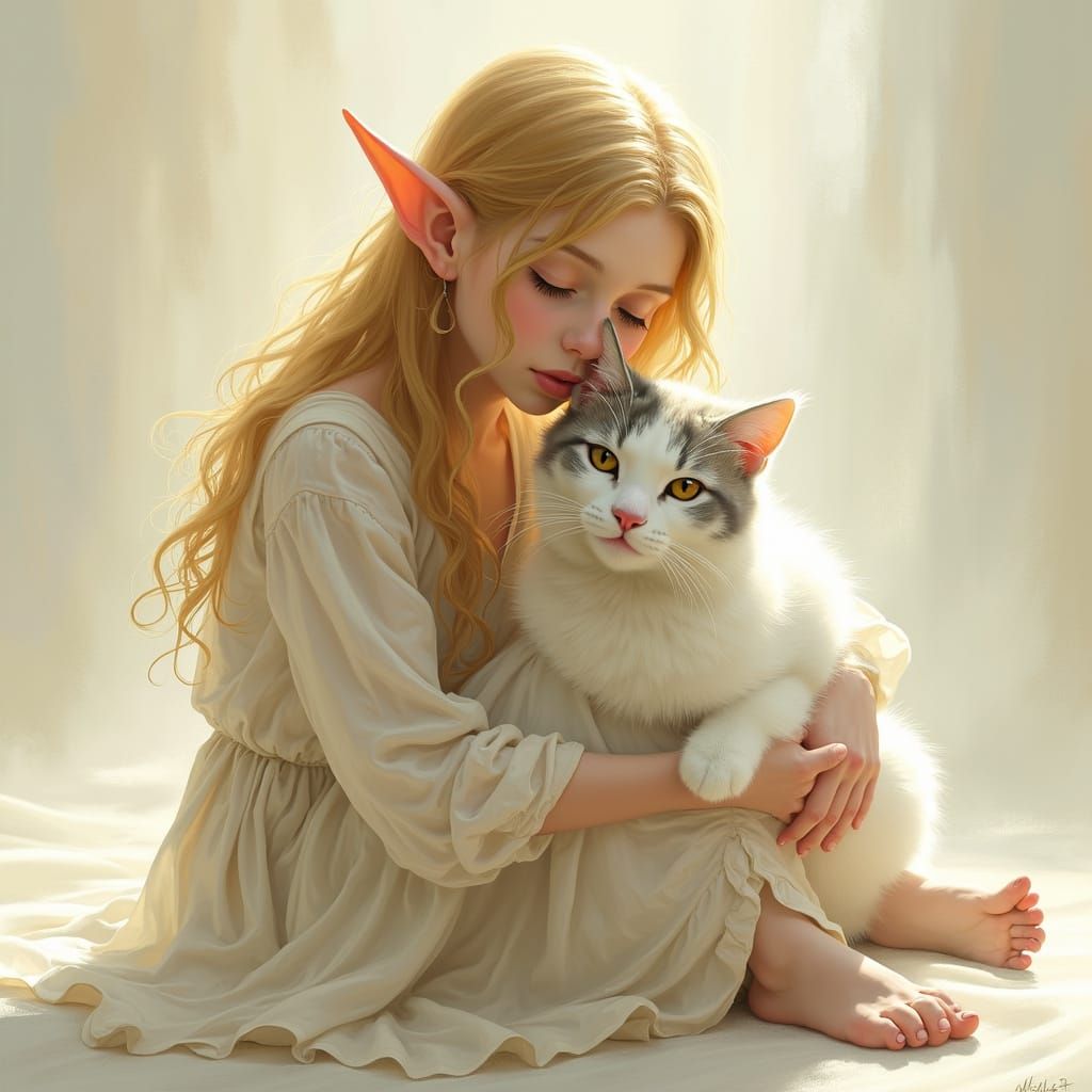 Elf with her cat