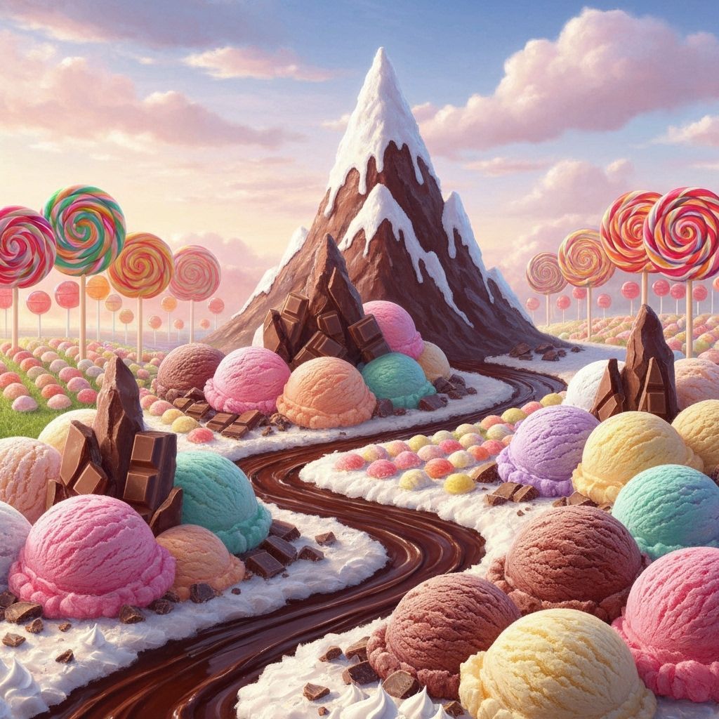 Colorful Ice Cream Mountain Landscape in Fantastical Style