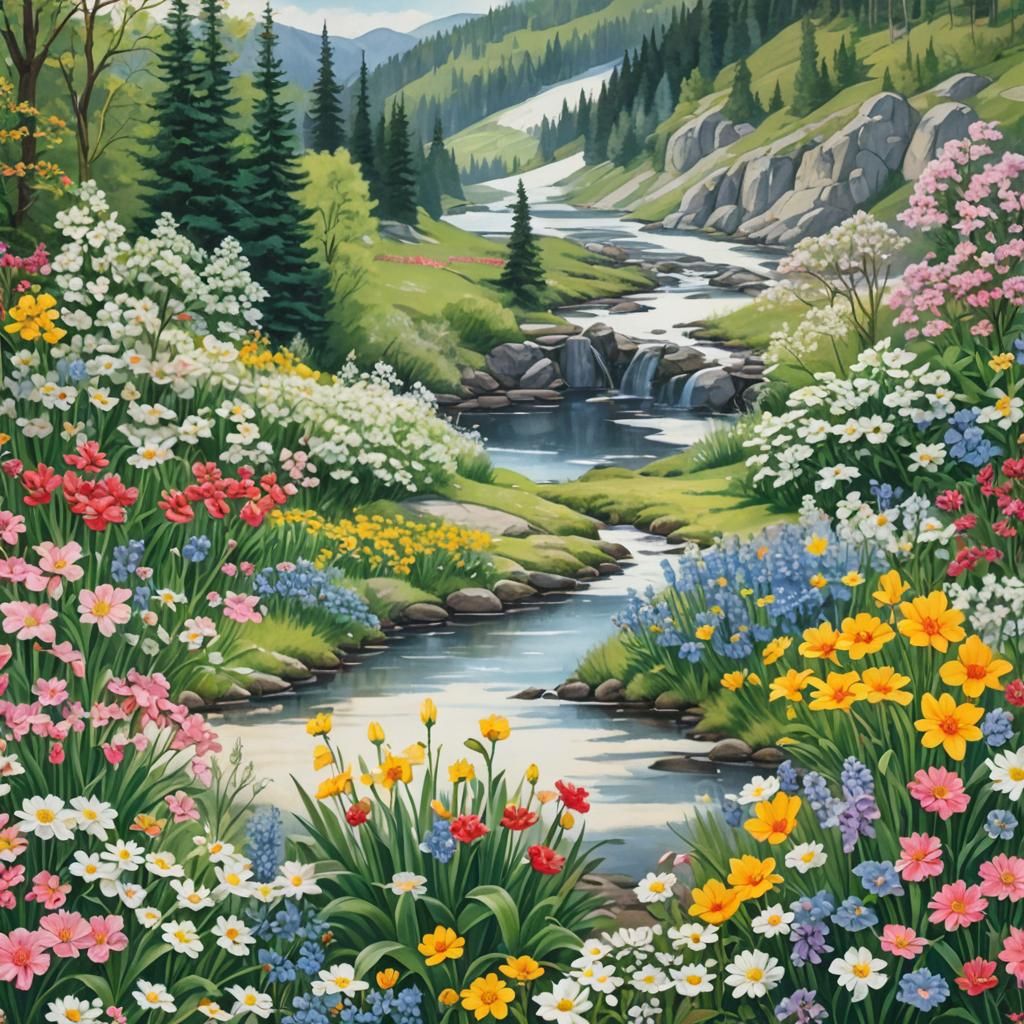 Winter to Summer Transition with Spring Flowers