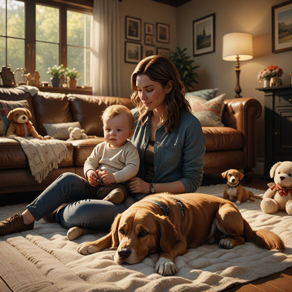 Whimsical Family Portrait in Cozy Living Room