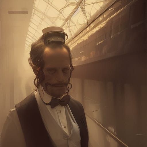 Surreal Conductor Portrait in Dreamscape, Detailed Digital A...