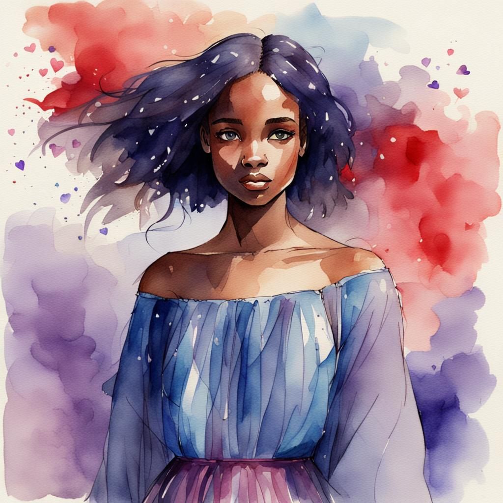 Gentle Watercolour Portrait of a Beautiful Woman