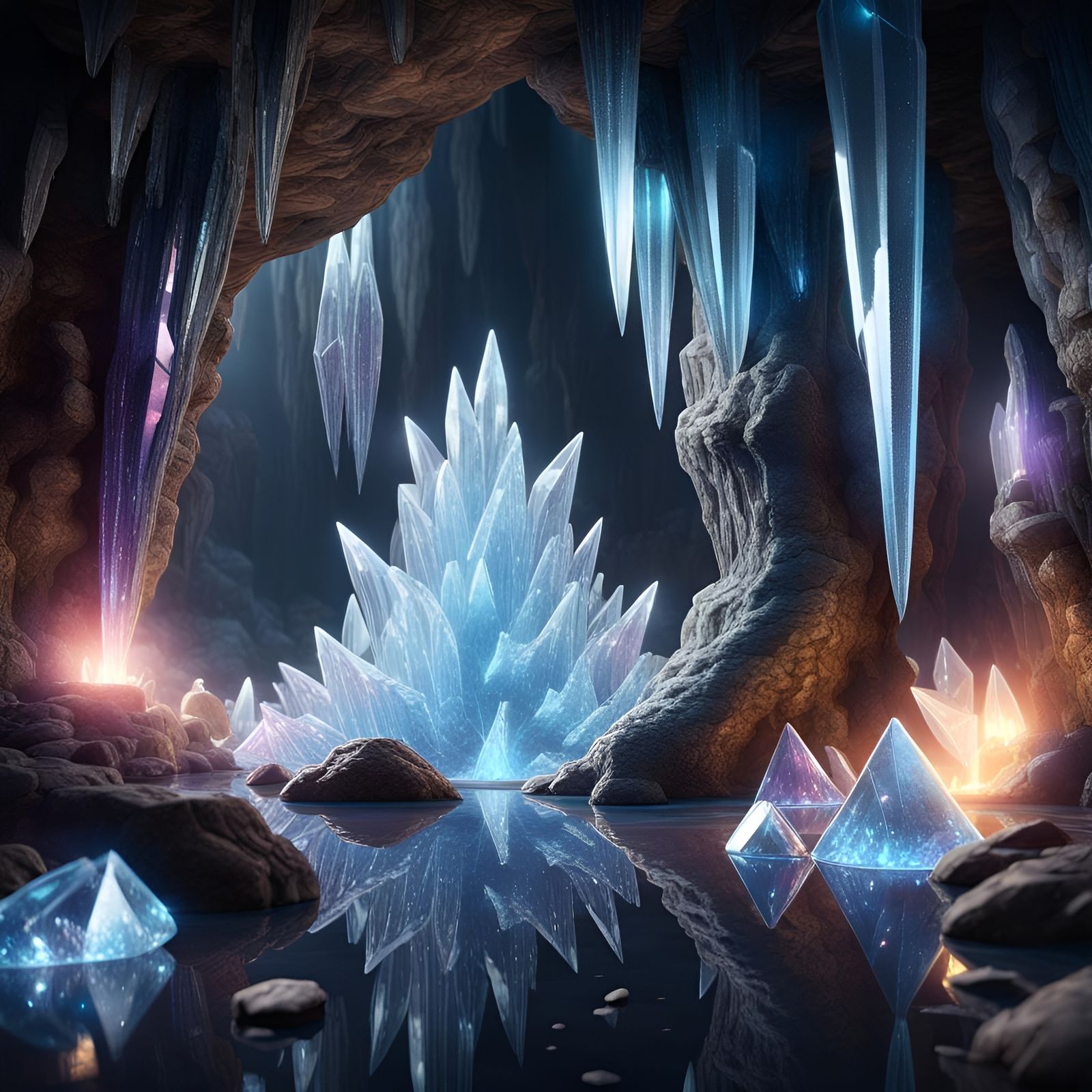 Shining Crystal Cave: Fantasy Concept Art