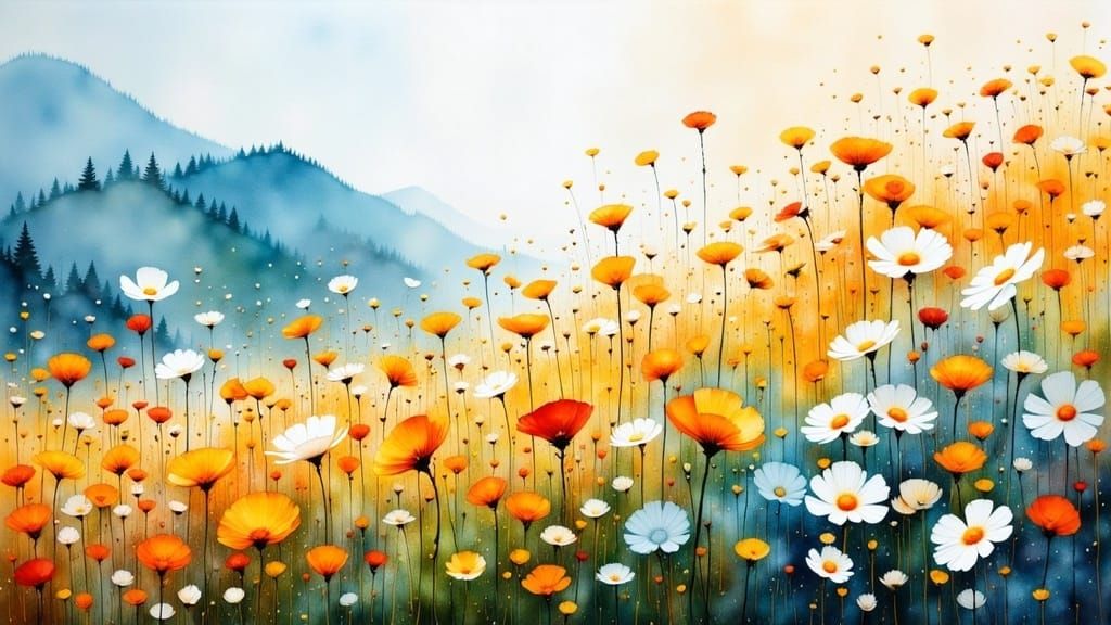 Wildflowers Bloom in Vibrant Colors Against Austrian Alps